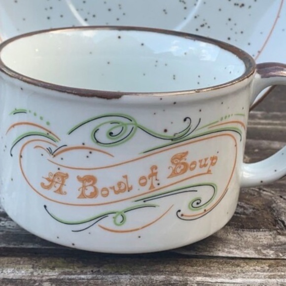 Soup Bowl and Plate set, Stoneware - Picture 3 of 7